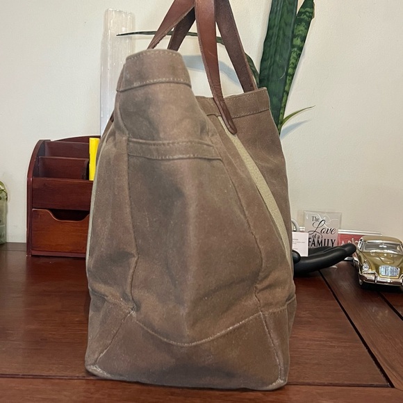 Artifact Bags Brown Canvas Garden Beach Tote with Leather Handles - Picture 4 of 11